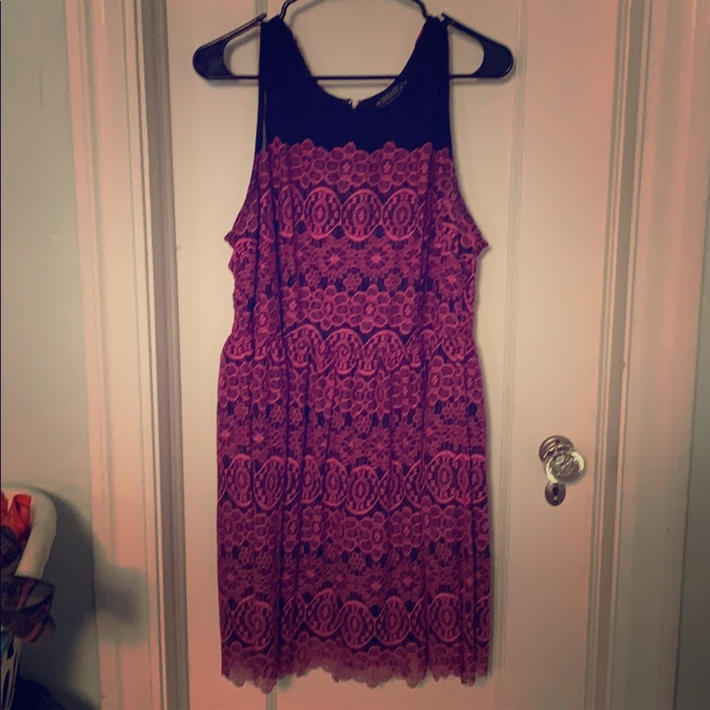 Black Dress with pink lace